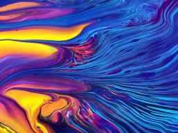 blue yellow and red abstract painting