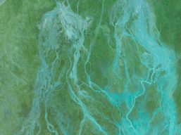 blue and green color abstract painting